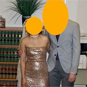 Strapless Sequin Maxi Gown in Rose Gold - BCBG MaxAzria Lela